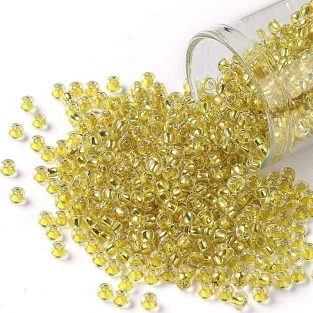 1 Bottle TOHO 8/0 Round Beads Japanese Seed Beads (2151S) Silver Lined Champagne 3mm Hole: 1mm about 222pcs/bottle 10g/bottle