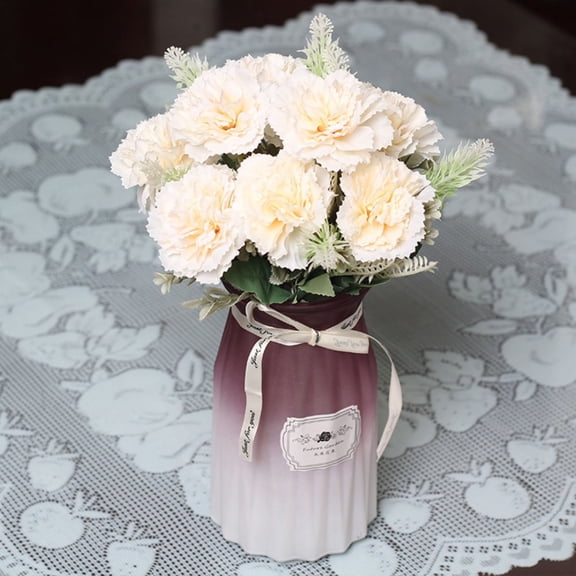 1 Bouquet (4 Flower Heads) Silk-Like Artificial Flowers, Cream White Faux Blooms for Bedroom Dresser & Office Desk, No Watering, Elegant Home Decor, Wedding Shower Gift, By Harlik