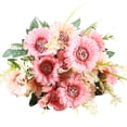 thumbnail image 1 of 1 Bouquet 7 Heads Artificial Flowers in Vase Decor Flower Arrangements Fake Faux Flowers Bouquets in Ceramics Vase Table Centerpieces Holiday Dinning Coffee Room Table Kitchen, 1 of 8
