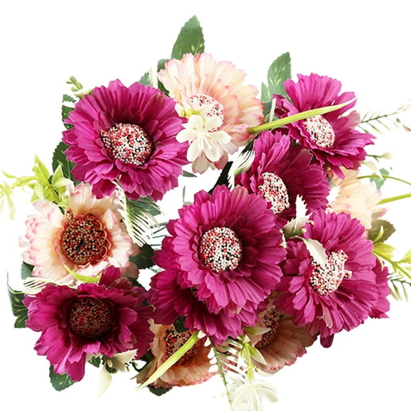 1 Bouquet 7 Heads | Artificial Flowers with Vase - Decorative, Faux Floral Arrangements, Ceramics Vase Included - Ideal for Dining, Coffee Tables, Kitchen, Holiday Centerpieces