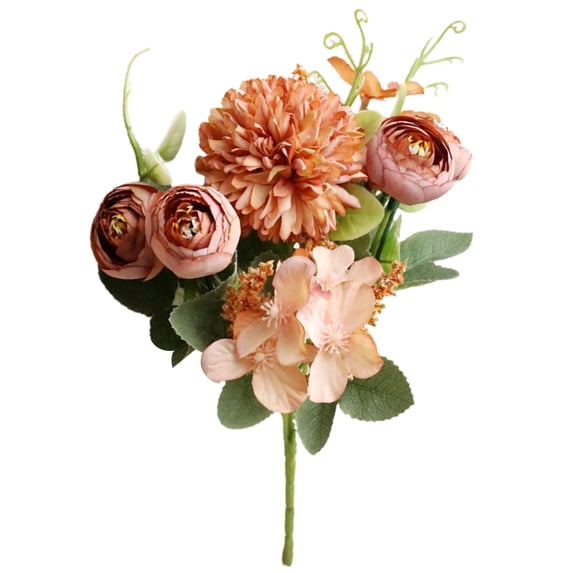 1 Bouquet Easy to Maintain Fake Flower Bouquet Charming Faux Silk Flower Everlasting Simulation Flower Home Decor orange F