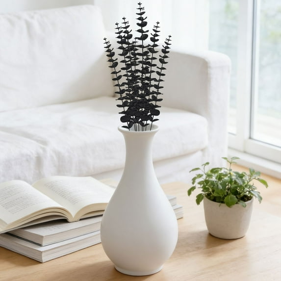 1 Bouquet Of Eucalyptus Stems Greenery Stems Fake Leaves Artificial Flowers Bouquet Faux Branches Centerpiece Flores Plants for Home Party Decor Wedding Decoration, Black