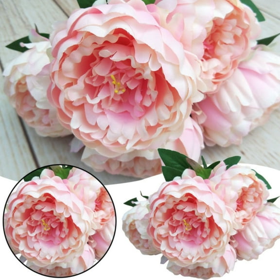 1 Bouquet of Flowers Flowers Vintage Artificial Flower Long Stem Weather 5 Heads Wedding Bouquet Peony Faux Silk Flower Home Decor Rose Red