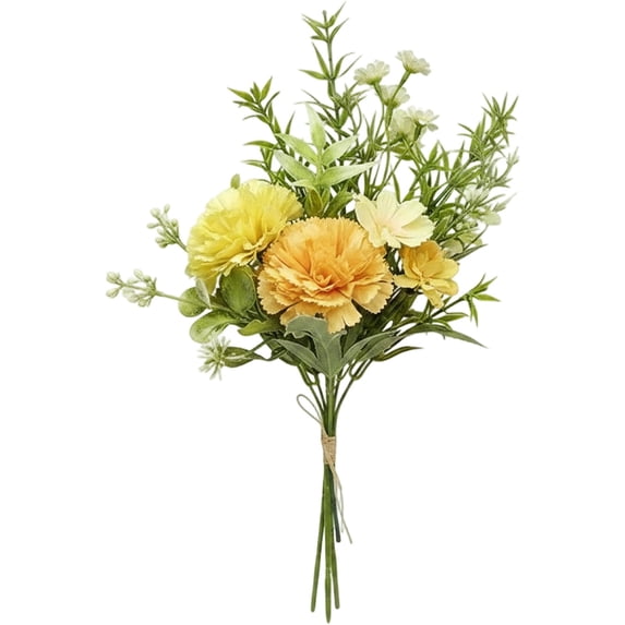 1 Bouquets Finished Carnation Artificial Flowers,High-End Fake Flower Bouquets,Handheld Bouquet for Photography Prop,Living Room Decoration and Holiday Ornament,6.29x11.4 in(Yellow)
