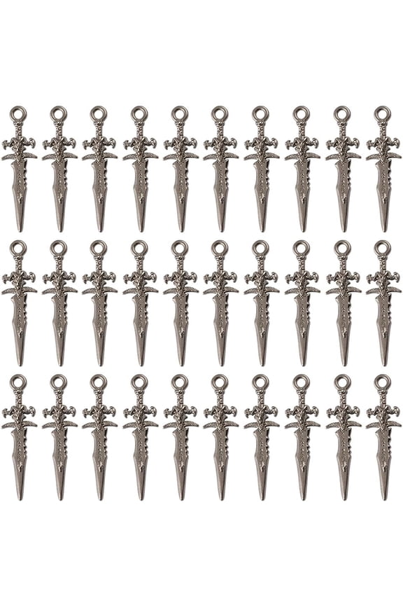 1 Box 1 Box 100Pcs Knife Charms Miniature Dagger Charm Tibetan Style Antique Silver Sword Charms Katana Stiletto Charm Lifelike Weapon Charms for Jewelry Making Charm Necklace Earrings Craft