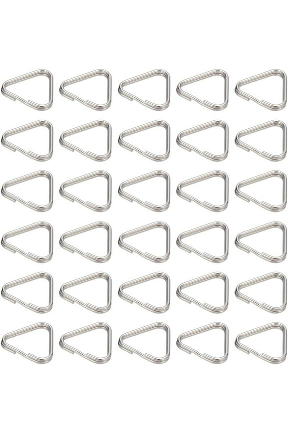 1 Box 1 Box 100Pcs Stainless Steel Triangle Ring Silver Jump Rings 15mm Small 304 Metal Double Buckles Triangular Split Rings for Jewelry Making Keychain Necklace Repair Christmas Women Adults