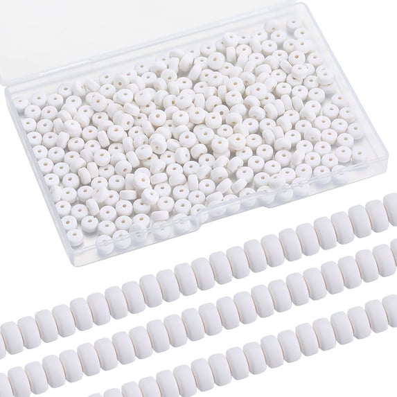 1 Box 1 Box 350PCS 6mm White Polymer Clay Beads Bulk Small Heishi Beads Mini Refill Round Flat Disc Vinyl Spacer Loose Beads for Jewelry Making DIY Bracelets Necklace Chocker Craft Supplies