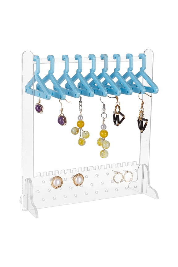 1 Box 1 Set Acrylic Earring Display Stands Clothes Hanger Shaped Earring Organizer Holder Clear Finish Product: 15x5.25x16cm