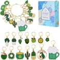 thumbnail image 1 of 1 Box 1 Set Cauldron/Beer/Flower Alloy Enamel Pendant Locking Stitch Markers Crochet Leverback Hoop Charms Lime Green 1.9~5.5cm 14 style 1pc/style 14pcs/set, 1 of 6