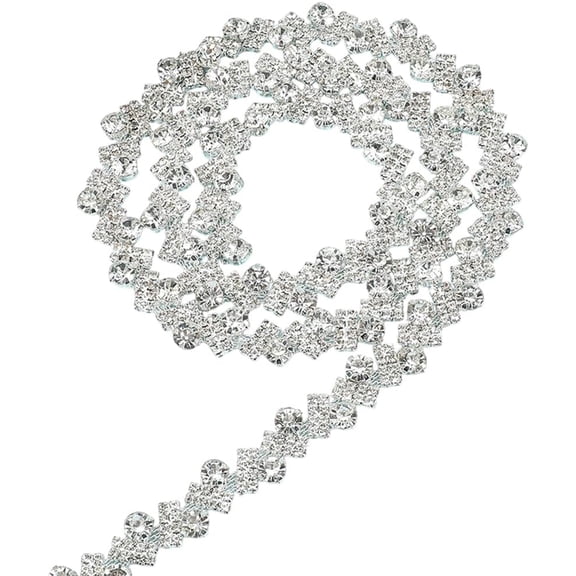 1 Box 1 Yard Rhinestone Chain Strip Silver Applique Trim String Diamond Claw Cup Chain Roll Crafts Bling Sewing Embellishments for Jewelry DIY Wedding Bouquet Clothes Hat Decoration Grey