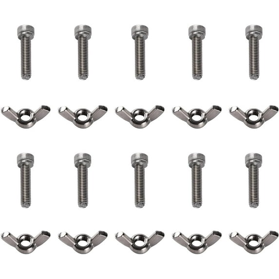 1 Box 10 Set 1/4" Bat Pins for Pottery Wheel Bats Replacement Stainless Steel Butterfly Wing Nuts Hand Twist Tighten Wingnuts Kit Screw Fastener Parts Thumb Bolts for Home Office Supplies