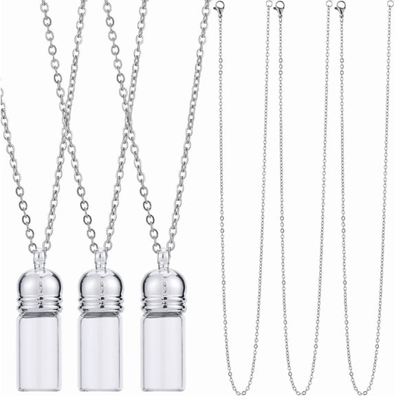 1 Box 10 Sets Glass Vial Necklace Making Kit Vial Necklaces Bulk Glass Bottle Charm Mini Wish Bottles for Jewelry Making Kits Memorial Keepsake Perfume Hair Mud Supplies Clear