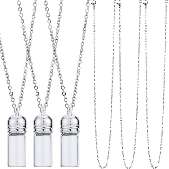 1 Box 10 Sets Glass Vial Necklace Making Kit Vial Necklaces Bulk Glass Bottle Charm Mini Wish Bottles for Jewelry Making Kits Memorial Keepsake Perfume Hair Mud Supplies