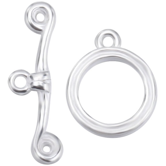 1 Box 10 Sets Toggle Clasp Sterling Silver Plated Round Ring Toggle T Bar Clasps Connector Sets for Necklace Bracelet DIY Jewelry Making
