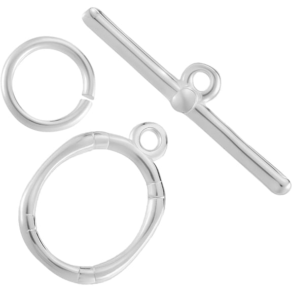 1 Box 10 Sets Toggle Clasps 925 Sterling Silver Plated Brass Oval T Bar Jewelry Clasps Connectors with 10Pcs Open Jump Rings for Necklace Bracelet Earring Making