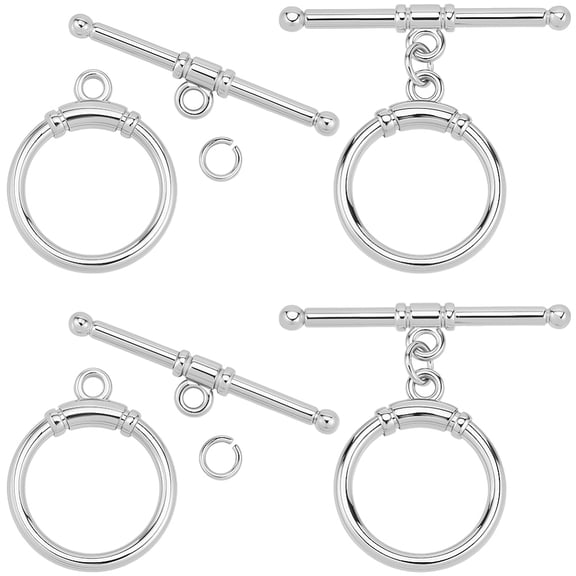 1 Box 10 Sets Toggle Clasps 925 Sterling Silver Plated OT T Bar Clasps Connectors Round Ring with 10Pcs Jump Rings