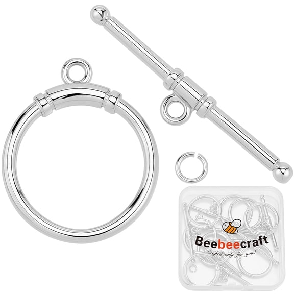 1 Box 10 Sets Toggle Clasps 925 Sterling Silver Plated T Bar OT Clasps Connectors Round Ring with 10Pcs Jump Rings