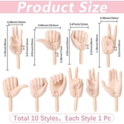 1 Box 10 Styles Jointed Hands Plastic Tiny Finger Hands Miniature Realistic Hand Parts Connector Movable Replacement Gesture Puppets Dolls Hand for Making DIY Craft