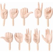 1 Box 10 Styles Jointed Hands Plastic Tiny Finger Hands Miniature Realistic Hand Parts Connector Movable Replacement Gesture Puppets Dolls Hand