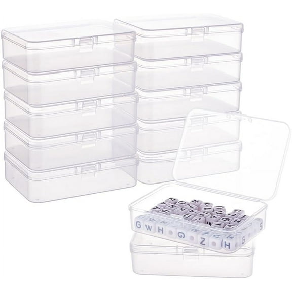 1 Box 10 pack rectangle Clear Plastic Bead Storage Containers Box Case with Flip-Up Lids for Pills Herbs Tiny Bead Jewerlry Findings(9.4cmx6.4cmx2.6cm)