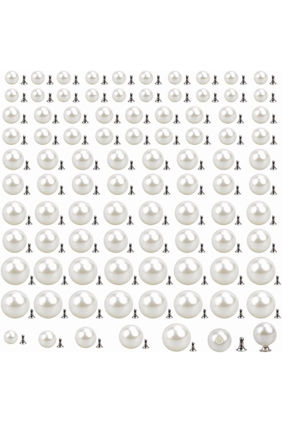1 Box 100 Sets Button Replacement No Sew Decorative Pearl Buttons Detachable Reusable Artificial Pearl Fixed Pins Adjustable Sweater Buttons for Clothes Dress Shirt Cardigan Shawl Decoration Silver