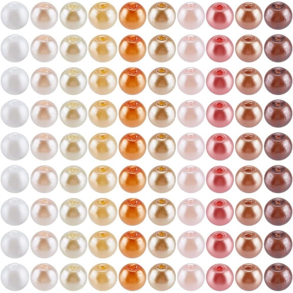 1 Box 1000Pcs 10 Colors Glass Pearl Bead 4mm Round Pearl Beads Bulk Assorted Round Faux Pearlized Glitter Shiny Filler Smooth Spacer Small Bead for Bracelets Jewelry Making Necklace DIY Craft