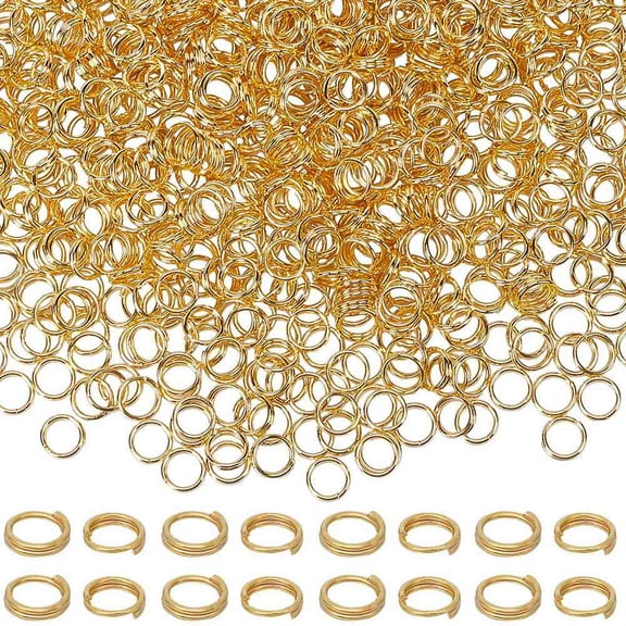 1 Box 1000Pcs Split Rings Double Loop 5mm Gold Jump Rings Bulk Round Jewelry Loops Connector Brass Mini Metal Ring for Jewelry