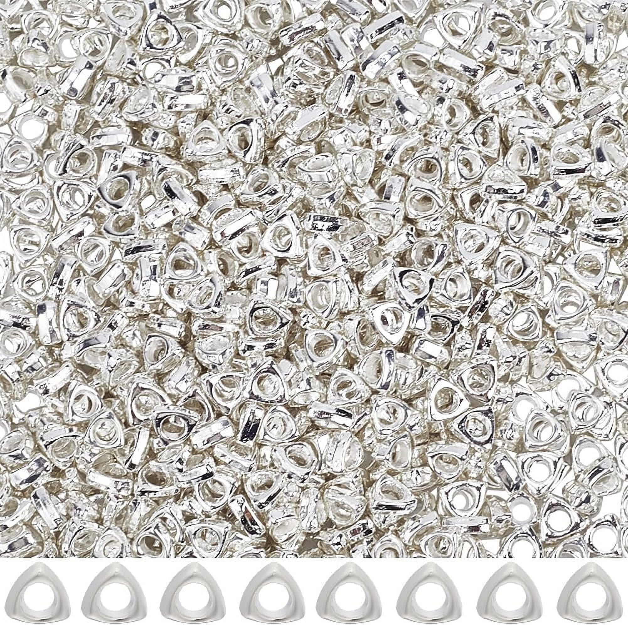 Triangular Bead 1 Box 1000Pcs Triangle Beads Bulk Tri Bead 4mm Alloy Silver Metal ...