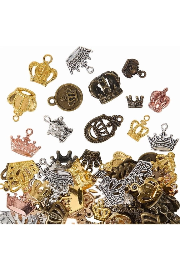 1 Box 100G Mini Charms Tiny Trinket Charms Metal Tibetan Vintage UK Queen Tibetan Alloy Link Hanging Pendant Findings for DIY Making
