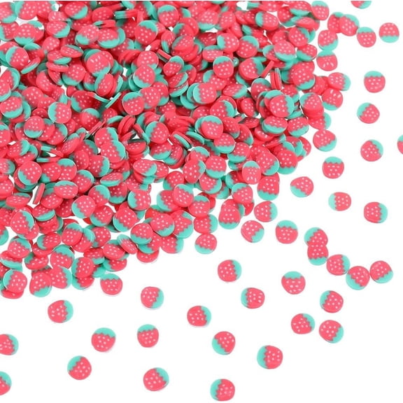 1 Box 100G Strawberry Flatback Charms Fruit Cabochons Bulk Red Polymer Clay Fruits Sprinkles Mini Decoration Filler Embellishment Cabochon for Scrapbooking DIY Craft Nail Art Decor Accessory for DIY