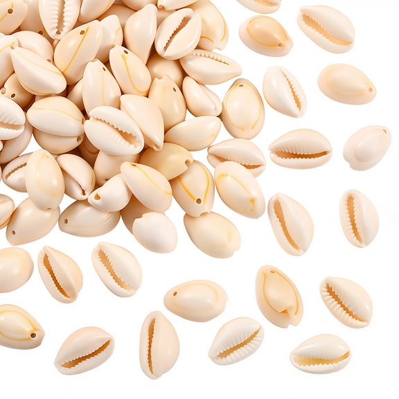 1 Box 100PCS 18.5~23MM Natural Cowrie Shell Beads with Holes Summer Hawaii Beach Seashell Smooth Boho Oval Shells Charms Loose Spacer Bead