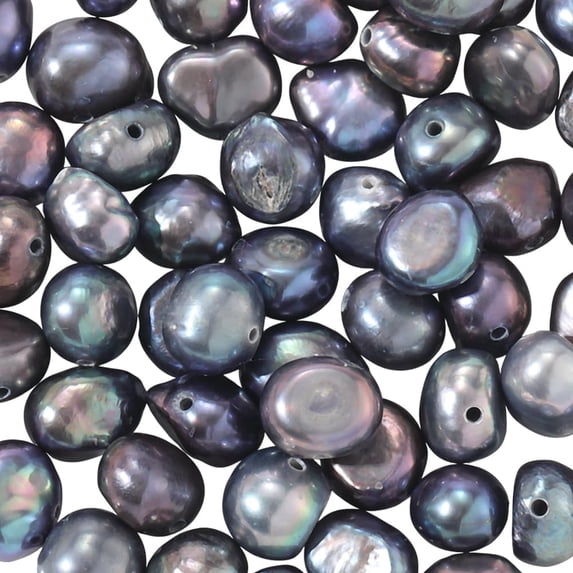 1 Box 100PCS Dark Blue Baroque Natural Freshwater Genuine Cultured Oval Pearl Beads with Holes Irregular Shaped Loose Pearls Bead Bulk for Jewelry Making Bracelets Necklace Diy Craft Supply