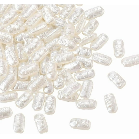 1 Box 100PCS Ivory Baroque Rectangle flat Large Hole Pearls Loose Plastic Imitation Irregular Summer Artificial Pearl Beads Bulk for Jewelry Making Necklaces Bracelets Diy Craft Supply