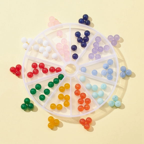 1 Box 100Pcs 10 Colors Natural Dyed Malaysia Jade Beads Round Mixed Color 8mm Hole: 1mm 10pcs/color DIY