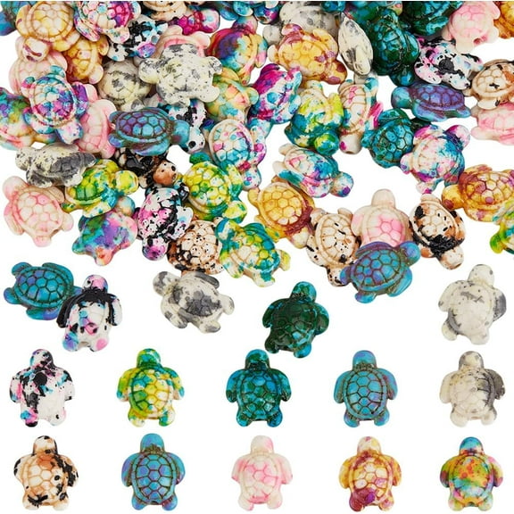 1 Box 100Pcs 10 Colors Sea Turtles Beads Tortoise Bead Summer Beach Turquoise Stone Dyed Ocean Life Animal Turtle Bead