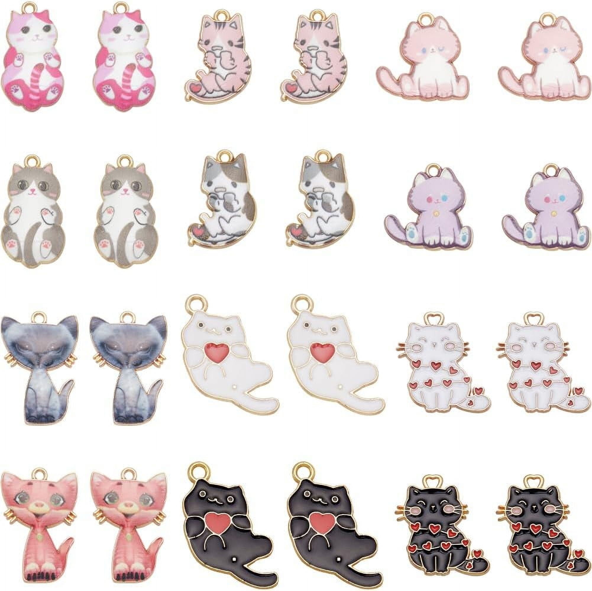 tiggell 100pcs Heart Circle Enamel Charms Pendants Beads