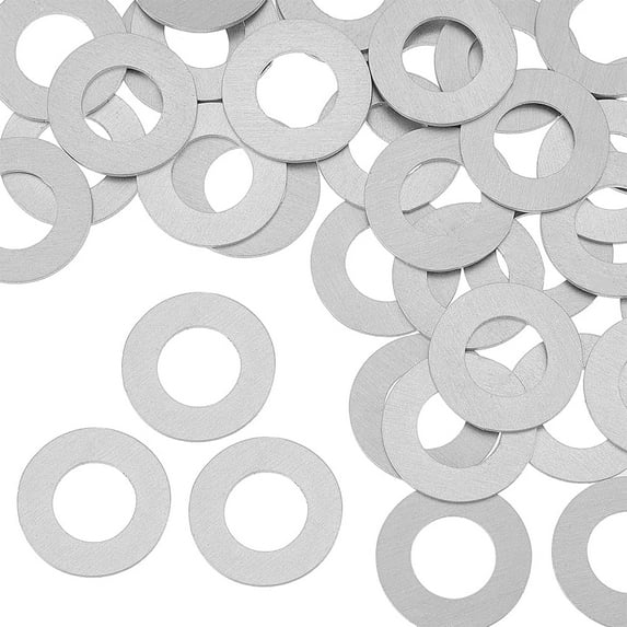 1 Box 100Pcs 25mm Metal Washer Stamping Blanks Large Aluminum Flat Disc Washers for Screws and Bolts Round Platinum Stamping Tags with Center Hole 13.5mm for Bracelet DIY Craft Jewelry Making