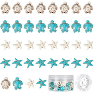 1 Box Turquoise Starfish Beads Pearls Sea Star Charms Cowrie Shell Beads  Pendant Kit with Lobster Clasp and Jump Ring Ocean Animal Spacer Beads  Elastic Thread for Bracelets Earrings DIY Jewelry Making