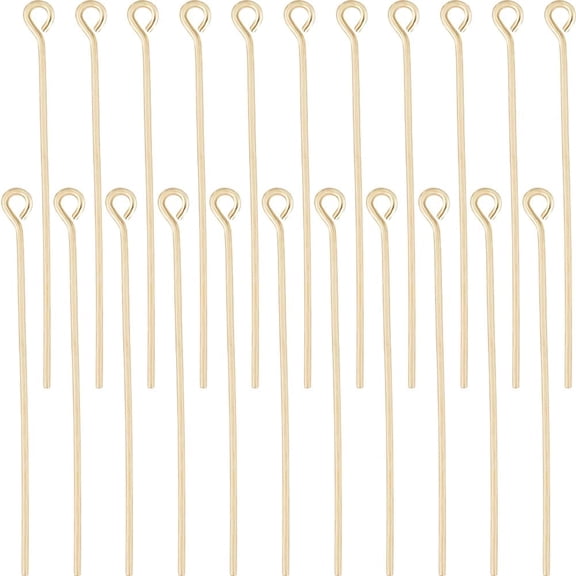 1 Box 100Pcs 40mm Eye Head Pins 18K Gold Plated Open Head Jewelry Pins Findings for Jewellery Making Earring Necklace Beading DIY Craft Hole 1.5mm Red