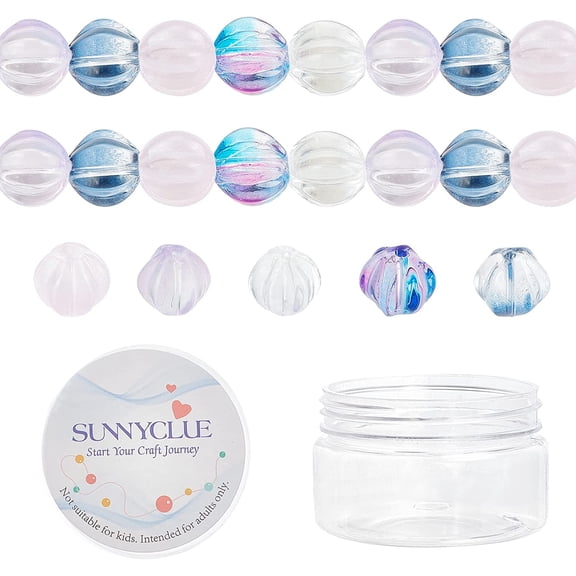 1 Box 100Pcs 5 Colors Pumpkin Glass Beads Transparent Glass Beads Pumpkin Shape Beads with Glitter Powder for DIY Charms Bracelet Jewelry Making Making DIY