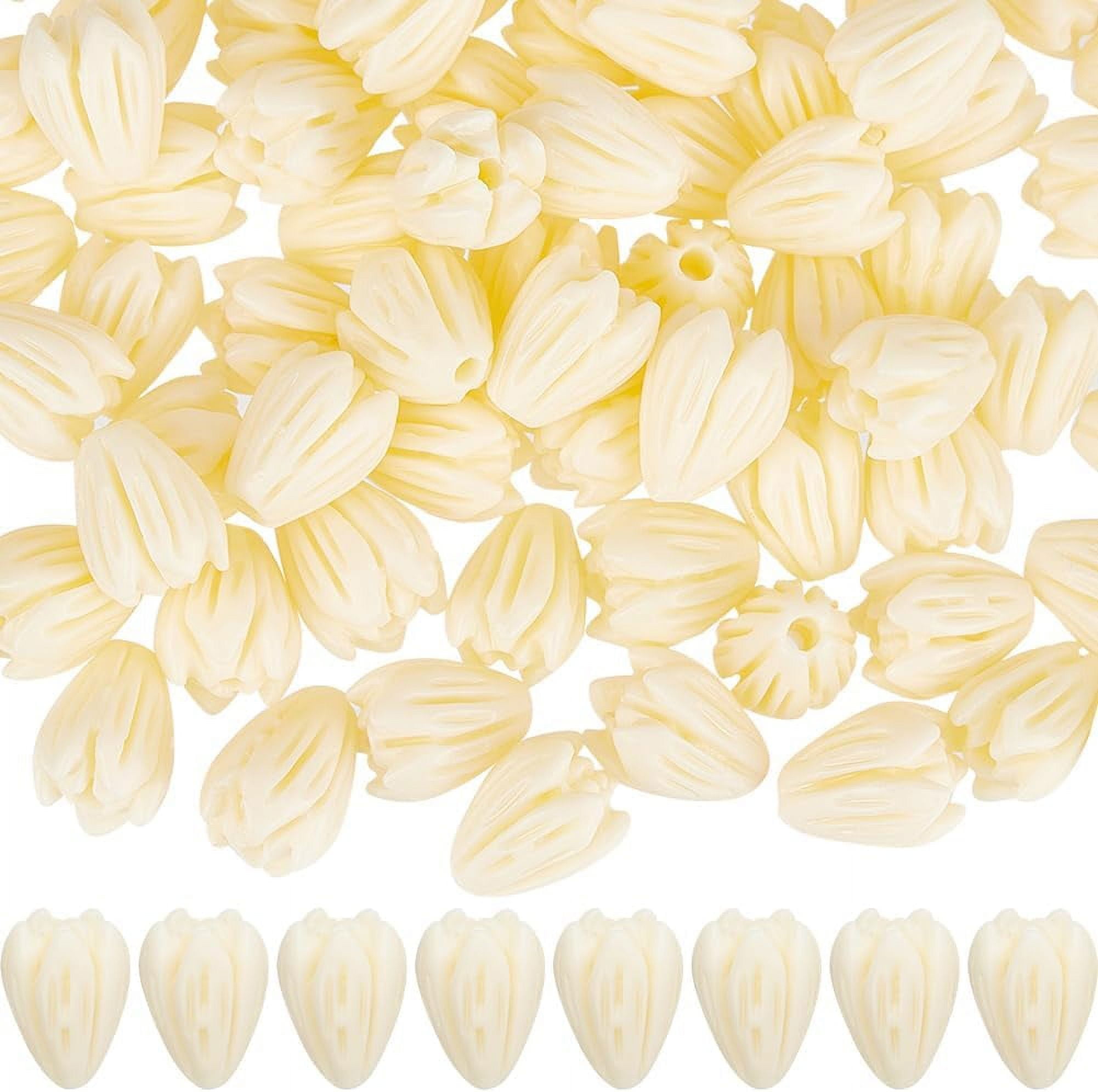 SUNNYCLUE 100Pcs 8mm Light Yellow Flower Beads - Synthetic Coral Jasmine Beads For Jewelry Making - View #3
