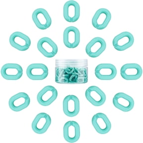 1 Box 100Pcs Acrylic Chain Links Green C-Clips Hooks Chain Links for Glasses Bags Earring Necklace Jewelry DIY Craft Making Aquamarine