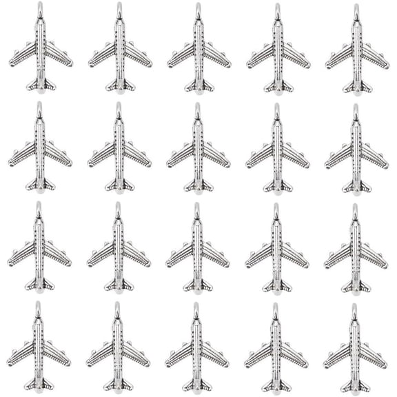 1 Box 100Pcs Airplane Charm Bulk Silver Airplane Charms Plane Airplanes Flight Aircraft Airline Tibetan Alloy Transport Vehicle Charms for Jewelry Making Charms Keychain Earring DIY Crafts for DIY
