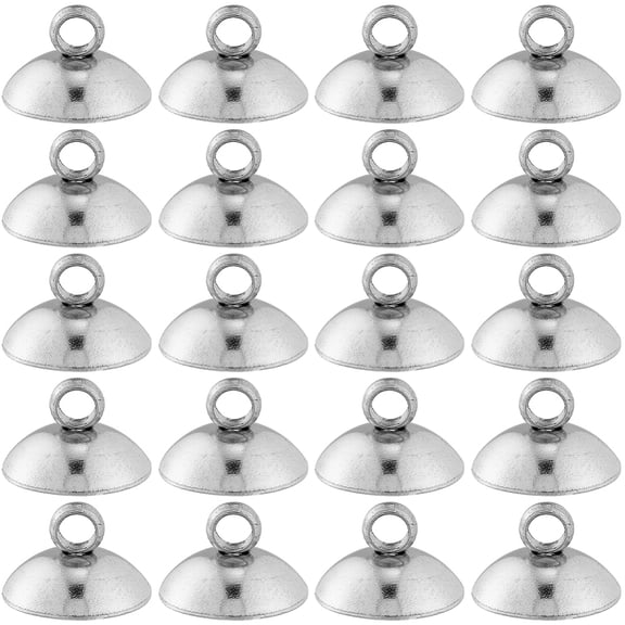 1 Box 100Pcs Bail Bead Cap Pendant Bails 304 Stainless Steel Bead Caps 8mm Bails with Loop Dangle Charm Connectors for Jewelry Making Accessories DIY