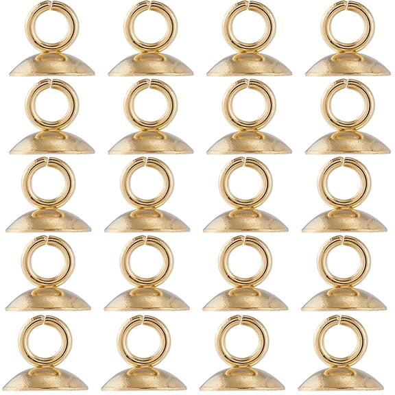 1 Box 100Pcs Bead Bail Cap Bead Caps with Loop Bead Caps Bails Pendant Bails Gold 304 Stainless Steel Round Bails Clasp Pearl Pendant Connector for