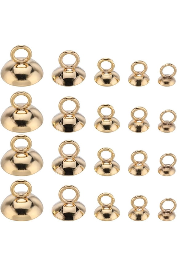 1 Box 100Pcs Bead Cap Pendants Bead Cap Bail Stainless Steel Pendant Bails with Loop Dangle Charm Connector for Jewelry Making Accessories