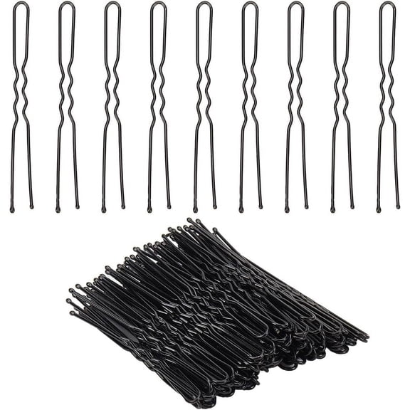 1 Box 100Pcs Black Bobby Pins Bulk Metal Bun Pin Iron Pain-Free Handy Reusable U Shaped Ballet Buns All Hair Types Tipped Flat Hair Pin