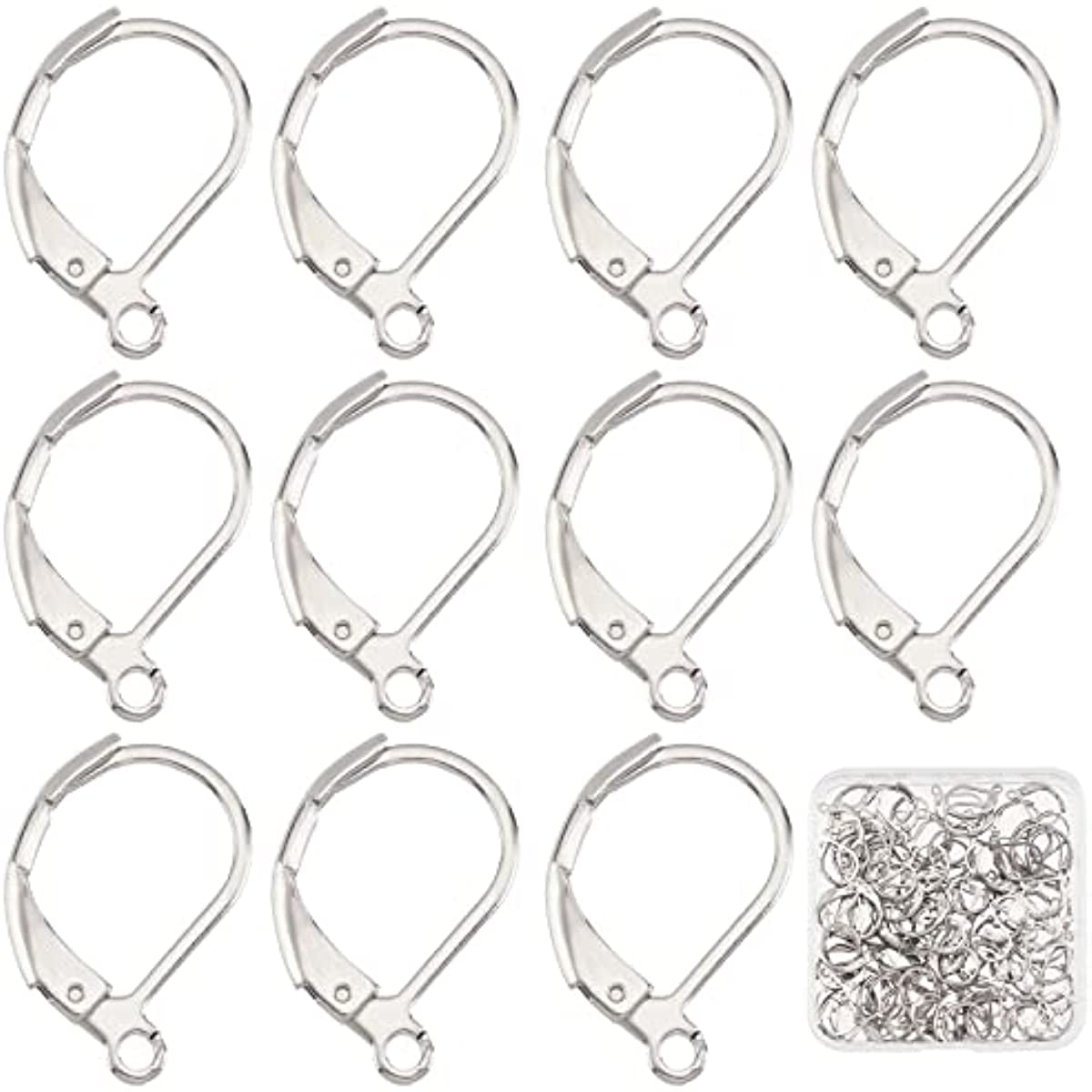 Stainless Steel Latch Back Earring Wires- 20pcs