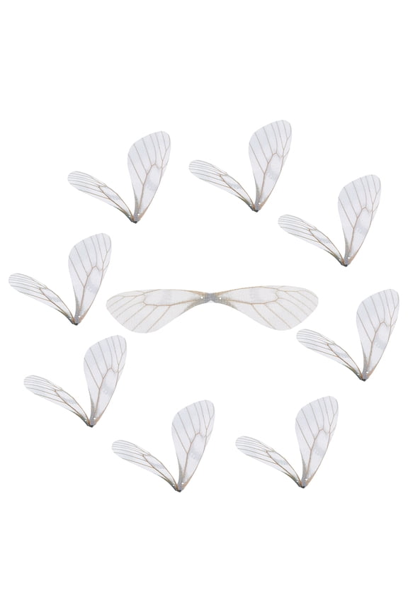 1 Box 100Pcs Butterfly Wings Pendant Fabric Wings Decoration Dragonfly Wings Charms for Women DIY Earring Jewellery Making Decor Crafts Floral White