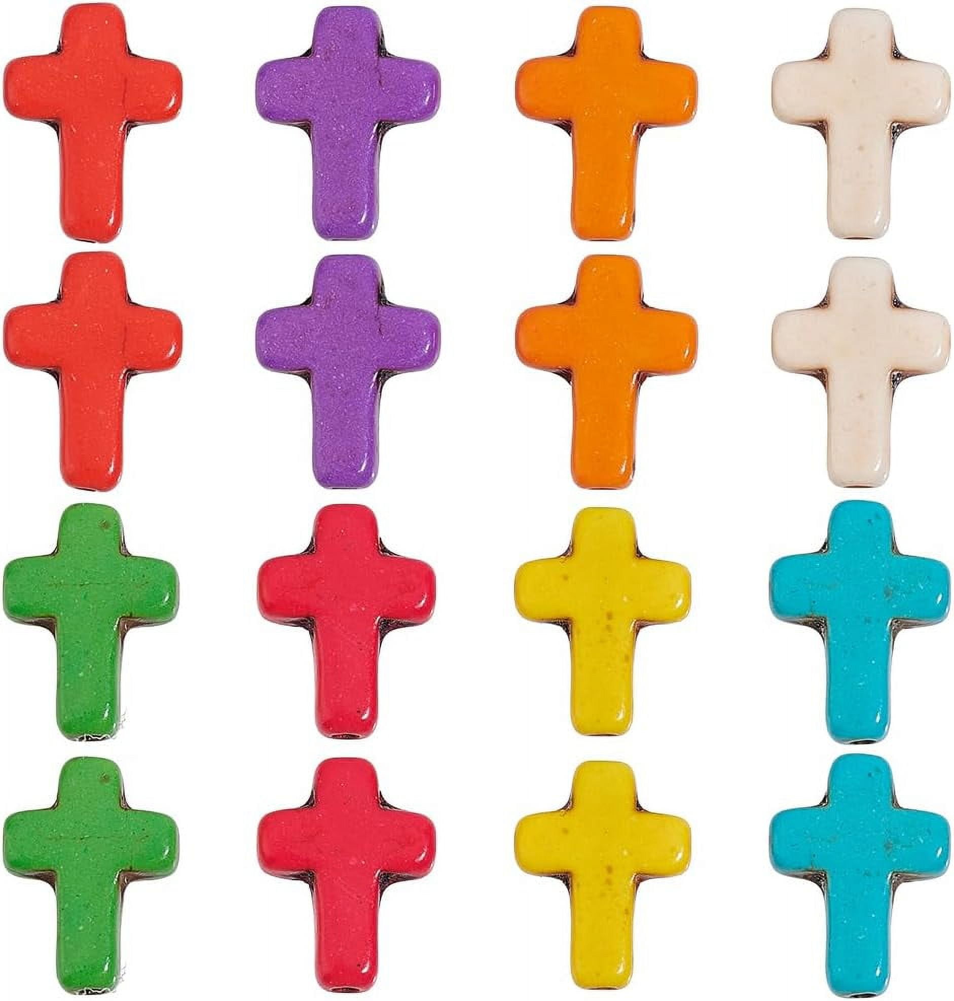 120Pcs Acrylic Cross Beads - 24 Colors Small Cross Charms For DIY Jewelry Making & Crafts